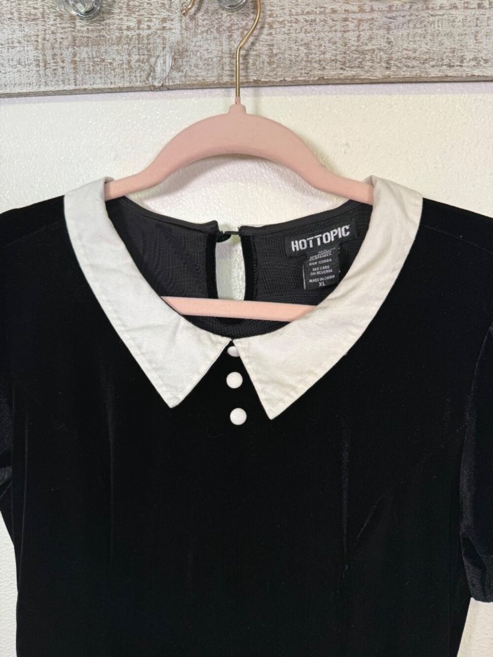 Black velvet w/white collar short dress Wednesday Addams Halloween Costume XL - Picture 4 of 15